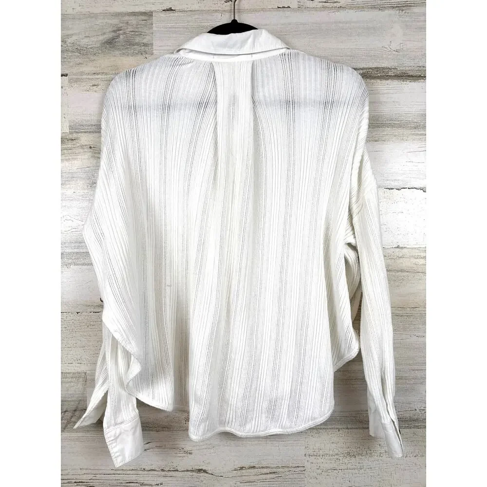 Free People Free-Est Womens XS White Oversized Cotton Button Up Top Boho